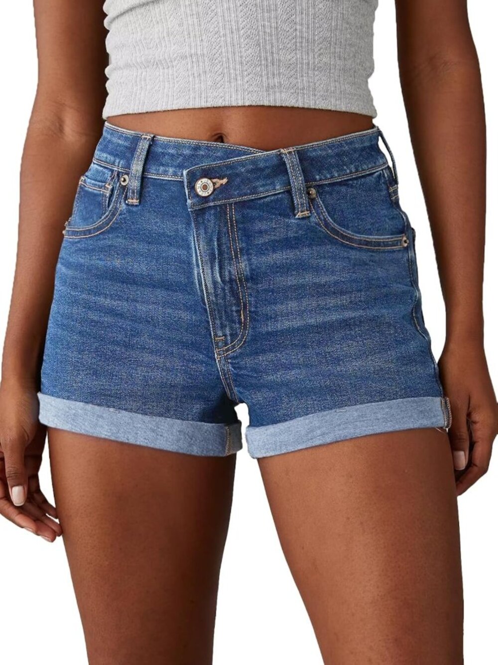 High-Waisted Stretchy Jean Shorts for Women | Casual Rolled Hem Denim Bottoms